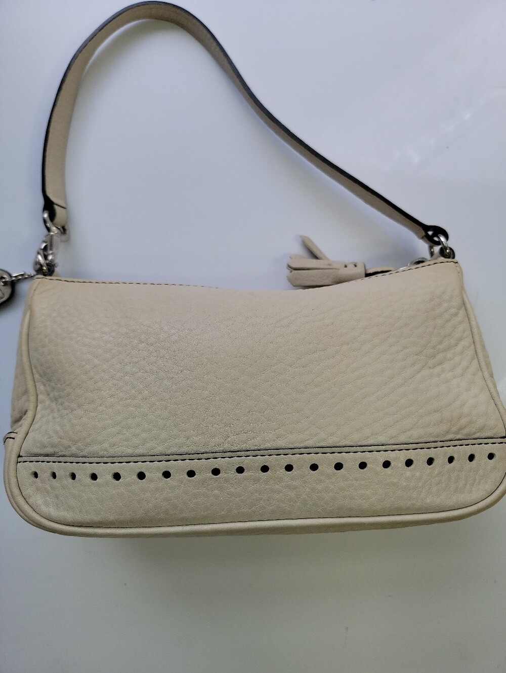 Y2k COACH Demi Baguette Purse Bone Pebbled Leather - Picture 5 of 15